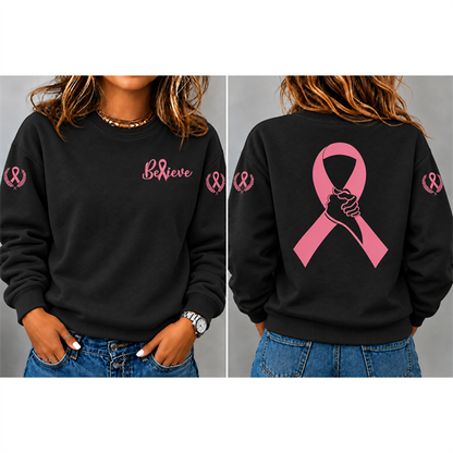 Women's"Believe"Breast Cancer Prevention and Awareness Casual Sweatshirt
