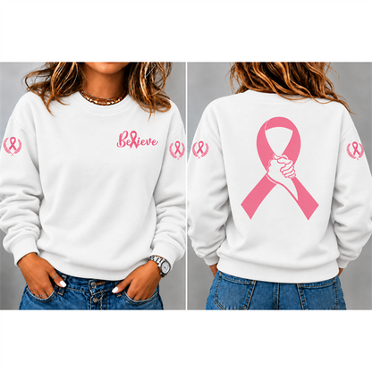 Women's"Believe"Breast Cancer Prevention and Awareness Casual Sweatshirt